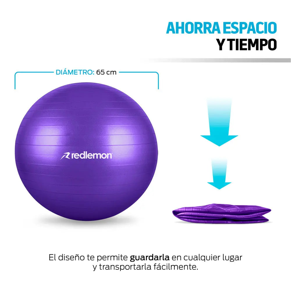 Pelota Pilates Yoga Fitness 65 Cm Con Bomba de Aire Redlemon Technology México