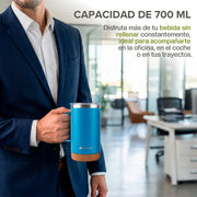 Set de 2 Termos de 700 ml con Base de Corcho y Popote — funciones y uso