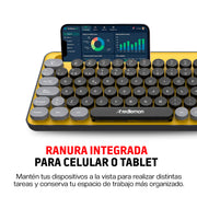 Teclado Inalámbrico en Español Diseño Retro con Teclas de Colores