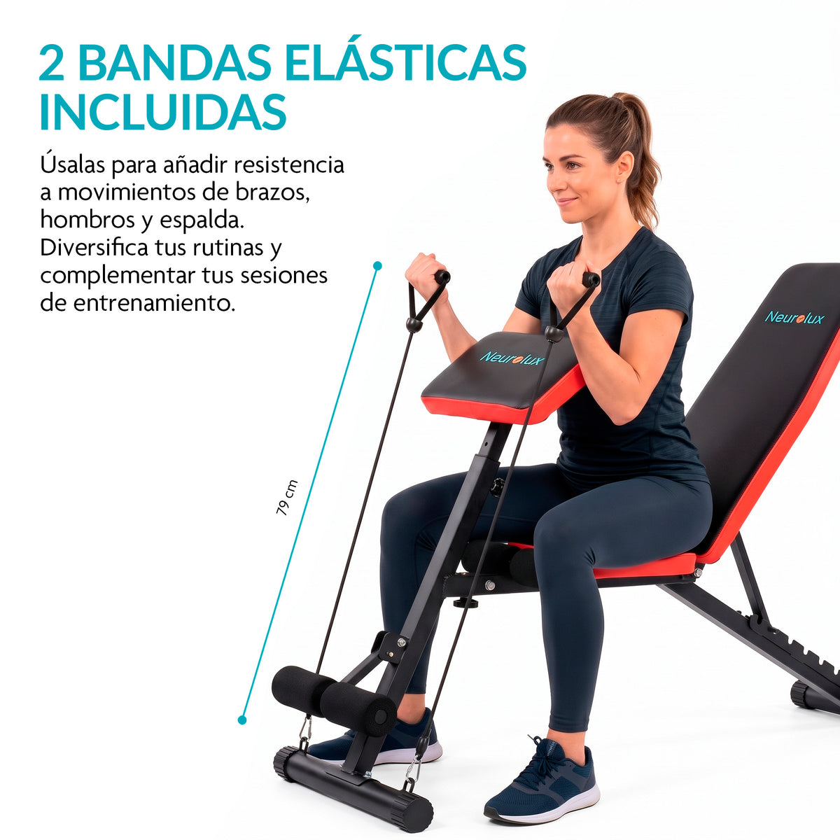 Banco para Ejercicio 12 en 1 Plegable con 2 Ligas, Cojín Frontal y 7 Posiciones Ajustables