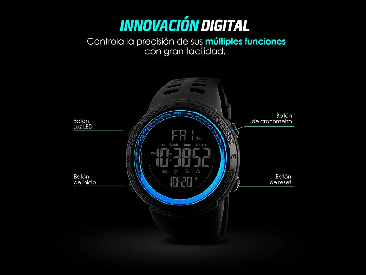 Reloj Deportivo Resistente Agua Digital, Alarma, Cronómetro 1251 Redlemon Technology México