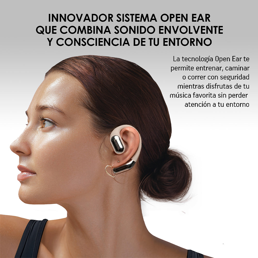 Audífonos deportivos open ear Bluetooth 5.3 IPX5 — detalle del producto