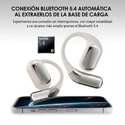 Audífonos deportivos open ear Bluetooth 5.3 IPX5 — detalle de diseño