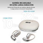 Audífonos deportivos open ear Bluetooth 5.3 IPX5 — medidas y especificaciones