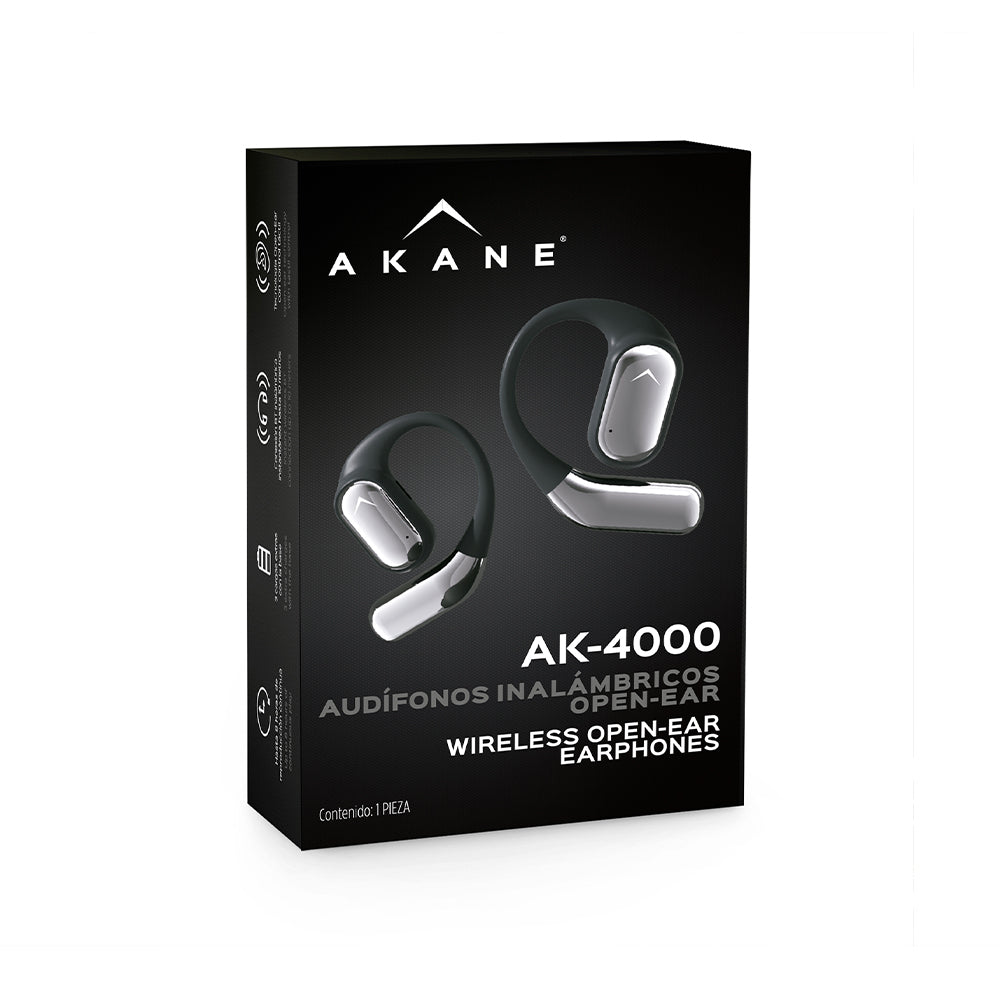 Audífonos deportivos open ear Bluetooth 5.3 IPX5 — contenido y accesorios