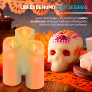 Set de 6 Velas LED con Efecto de Flama y Pilas AA — funciones y uso