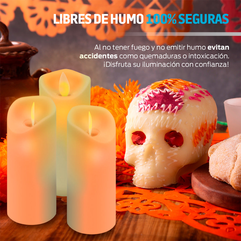 Set de 6 Velas LED con Efecto de Flama y Pilas AA — funciones y uso