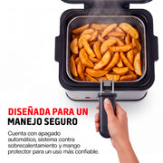 Freidora de Aceite Eléctrica 1.5 L Compacta, Canastilla Desmontable y Tapa con Ventana