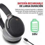 Audífonos Bluetooth Inalámbricos HD Diadema Aux. 3.5mm