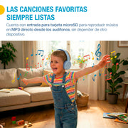Audífonos para niños Bluetooth 5.4 con cable y microSD — medidas y especificaciones
