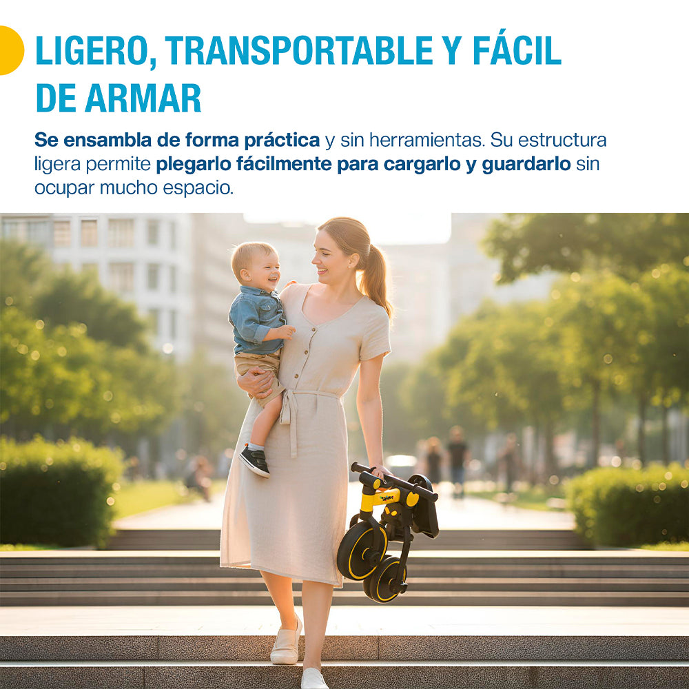 Triciclo Evolutivo 5 en 1 Plegable para Niños Shimy — medidas y especificaciones