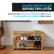 Zapatera de Bambú de 3 Niveles para 8 a 10 Pares — medidas y especificaciones