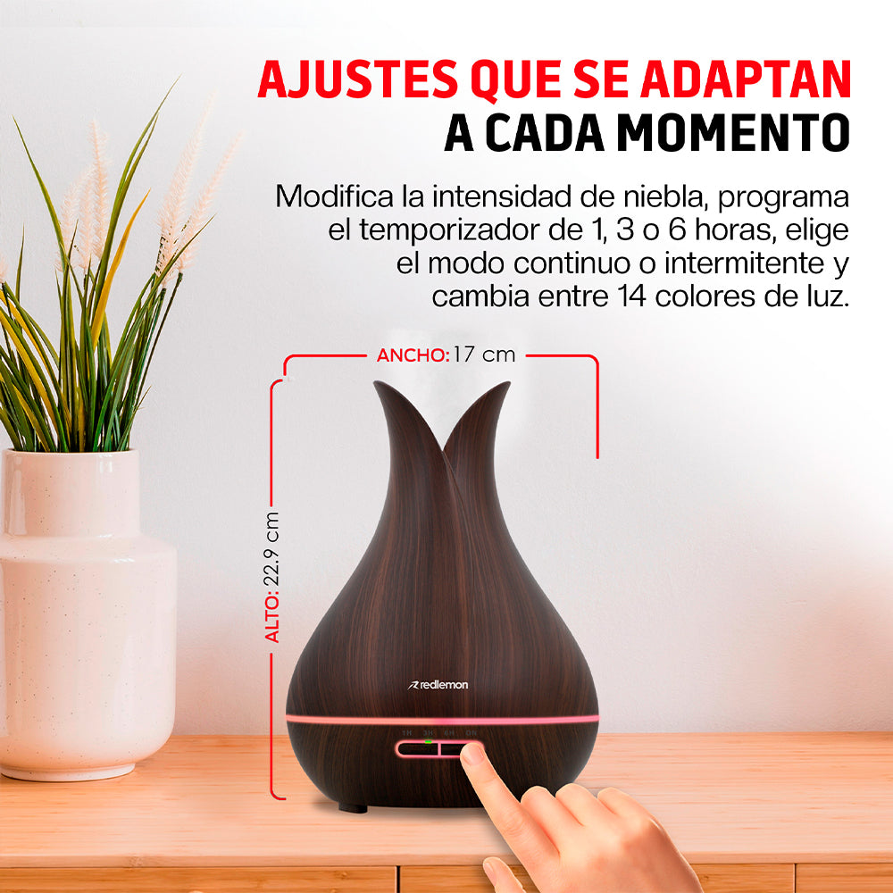 Humidificador y Difusor de Aceites Control Remoto Luz LED 400ml