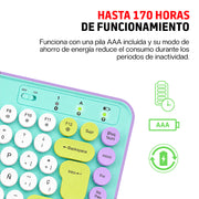 Teclado Inalámbrico en Español Diseño Retro con Teclas de Colores