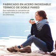 Termo de Acero Inoxidable de 1 L con Taza de 220 ml HIKEO — medidas y especificaciones