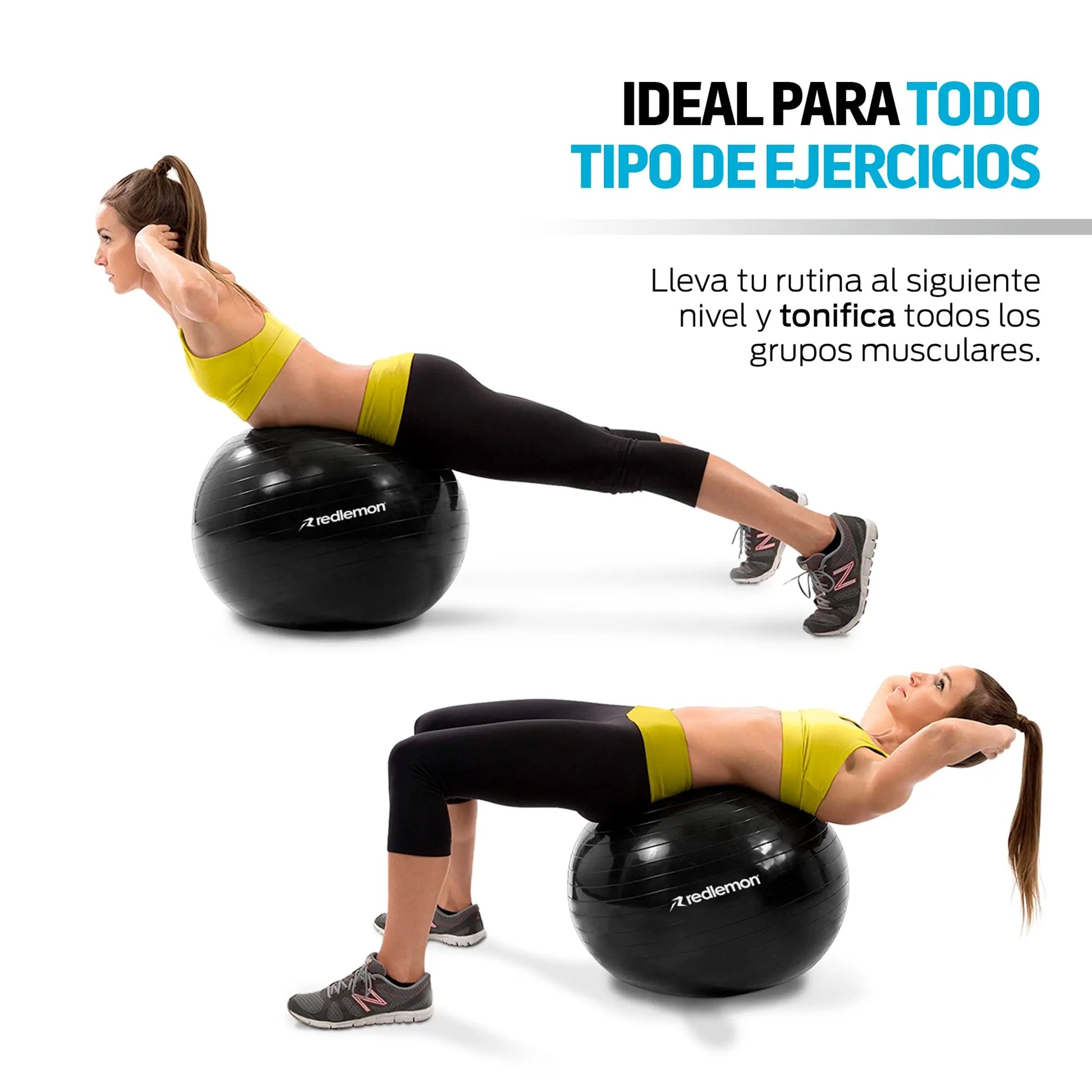 Pelota Pilates Yoga Fitness 65 Cm Con Bomba de Aire Redlemon Technology México