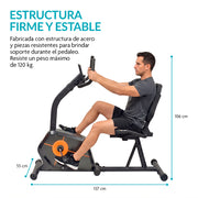 Bicicleta Estática con Respaldo, 8 Niveles de Resistencia, Monitor LCD y Asiento Ajustable