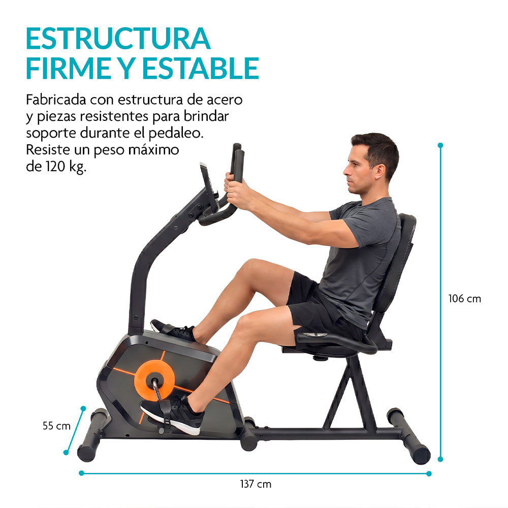 Bicicleta Estática con Respaldo, 8 Niveles de Resistencia, Monitor LCD y Asiento Ajustable