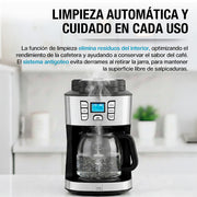 Cafetera Programable con Molino Integrado para 12 Tazas — medidas y especificaciones