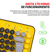 Teclado Inalámbrico en Español Diseño Retro con Teclas de Colores