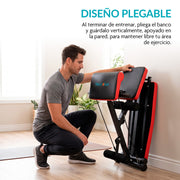 Banco para Ejercicio 12 en 1 Plegable con 2 Ligas, Cojín Frontal y 7 Posiciones Ajustables