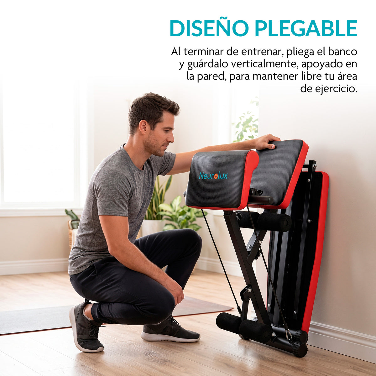Banco para Ejercicio 12 en 1 Plegable con 2 Ligas, Cojín Frontal y 7 Posiciones Ajustables