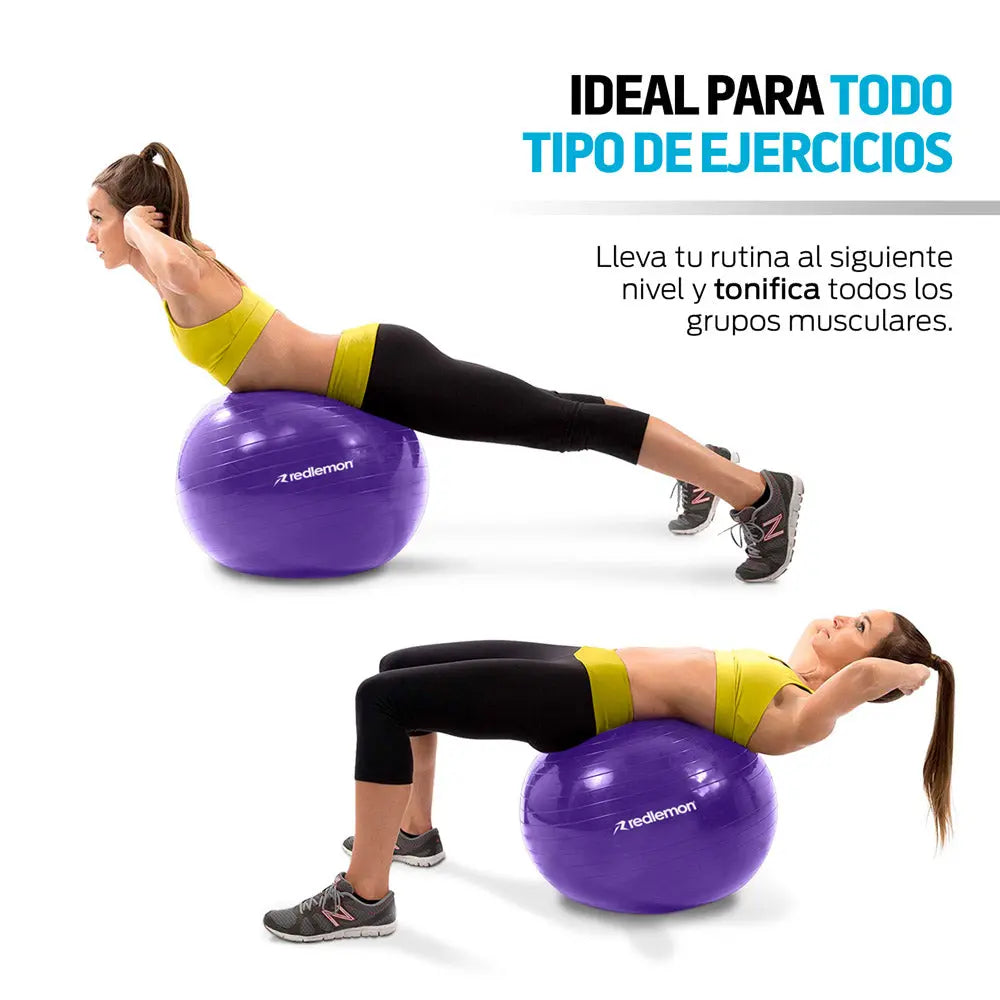 Pelota Pilates Yoga Fitness 65 Cm Con Bomba de Aire Redlemon Technology México