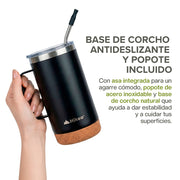 Set de 2 Termos de 700 ml con Base de Corcho y Popote — medidas y especificaciones