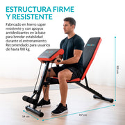 Banco para Ejercicio 12 en 1 Plegable con 2 Ligas, Cojín Frontal y 7 Posiciones Ajustables