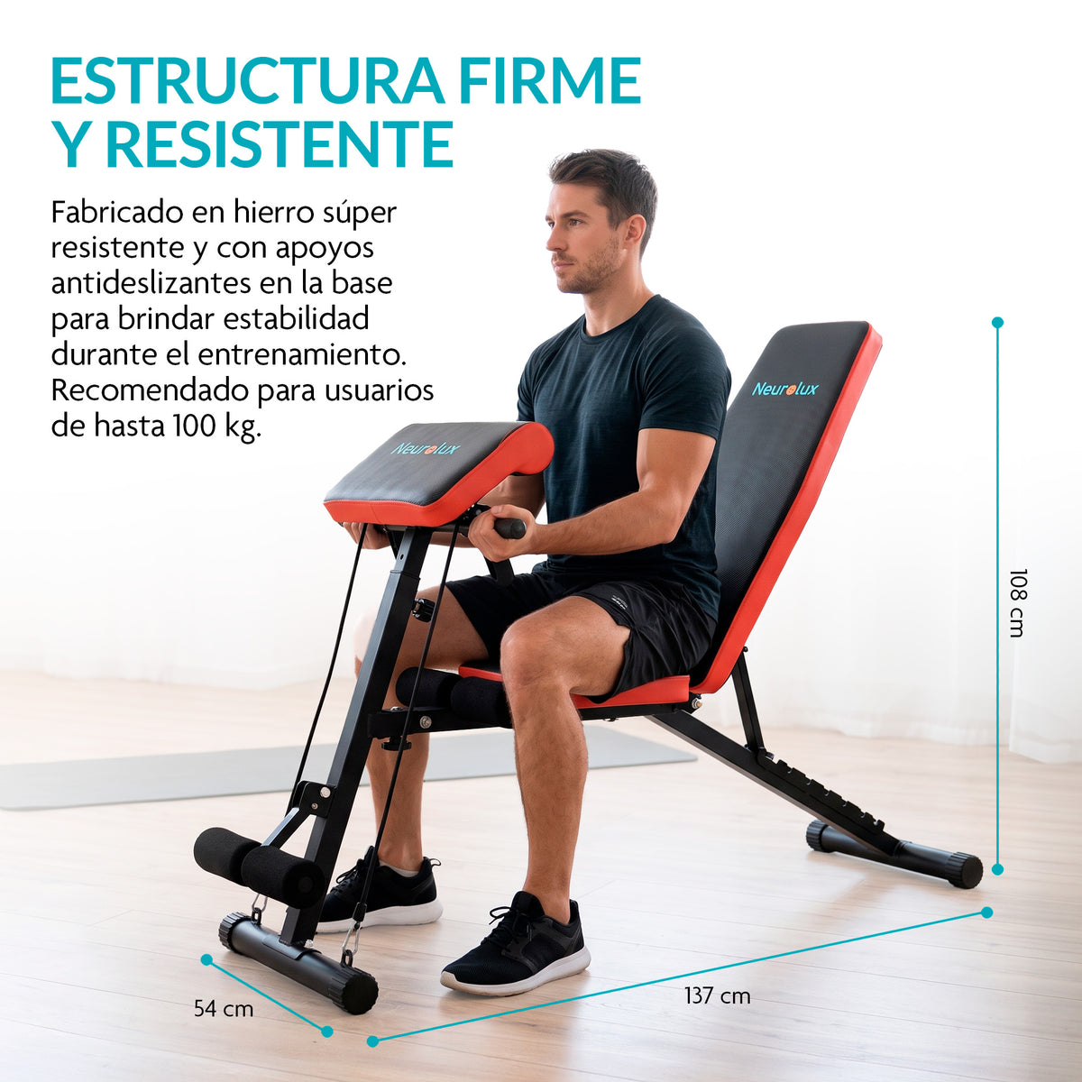 Banco para Ejercicio 12 en 1 Plegable con 2 Ligas, Cojín Frontal y 7 Posiciones Ajustables