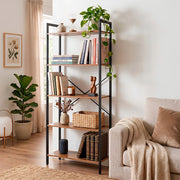 Librero de 5 Niveles Ajustables de Madera y Acero — contenido y accesorios