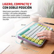 Teclado Inalámbrico en Español Diseño Retro con Teclas de Colores