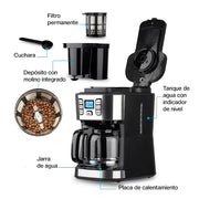 Cafetera Programable con Molino Integrado para 12 Tazas — contenido y accesorios