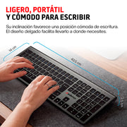 Teclado Inalámbrico Recargable con Cable USB-C para Windows, Mac y Android
