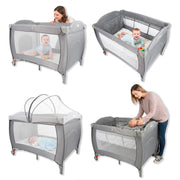 Cuna de Viaje 4 en 1 con Corral, Cambiador y Mosquitero Shimy — contenido y accesorios