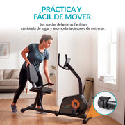Bicicleta Estática con Respaldo, 8 Niveles de Resistencia, Monitor LCD y Asiento Ajustable