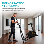 Bicicleta Elíptica 2 en 1 con 8 Niveles de Resistencia, Monitor LCD para Gimnasio en Casa