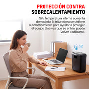 Trituradora de Papel y Tarjetas de Crédito, Capacidad 6 Hojas, Cesto 10 L, Función Reversa