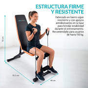 Banco para Ejercicio Multifuncional Plegable con 2 Ligas Incluidas y Respaldo de 7 Posiciones