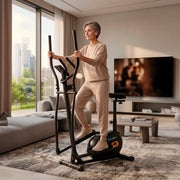 Bicicleta Elíptica 2 en 1 con 8 Niveles de Resistencia, Monitor LCD para Gimnasio en Casa