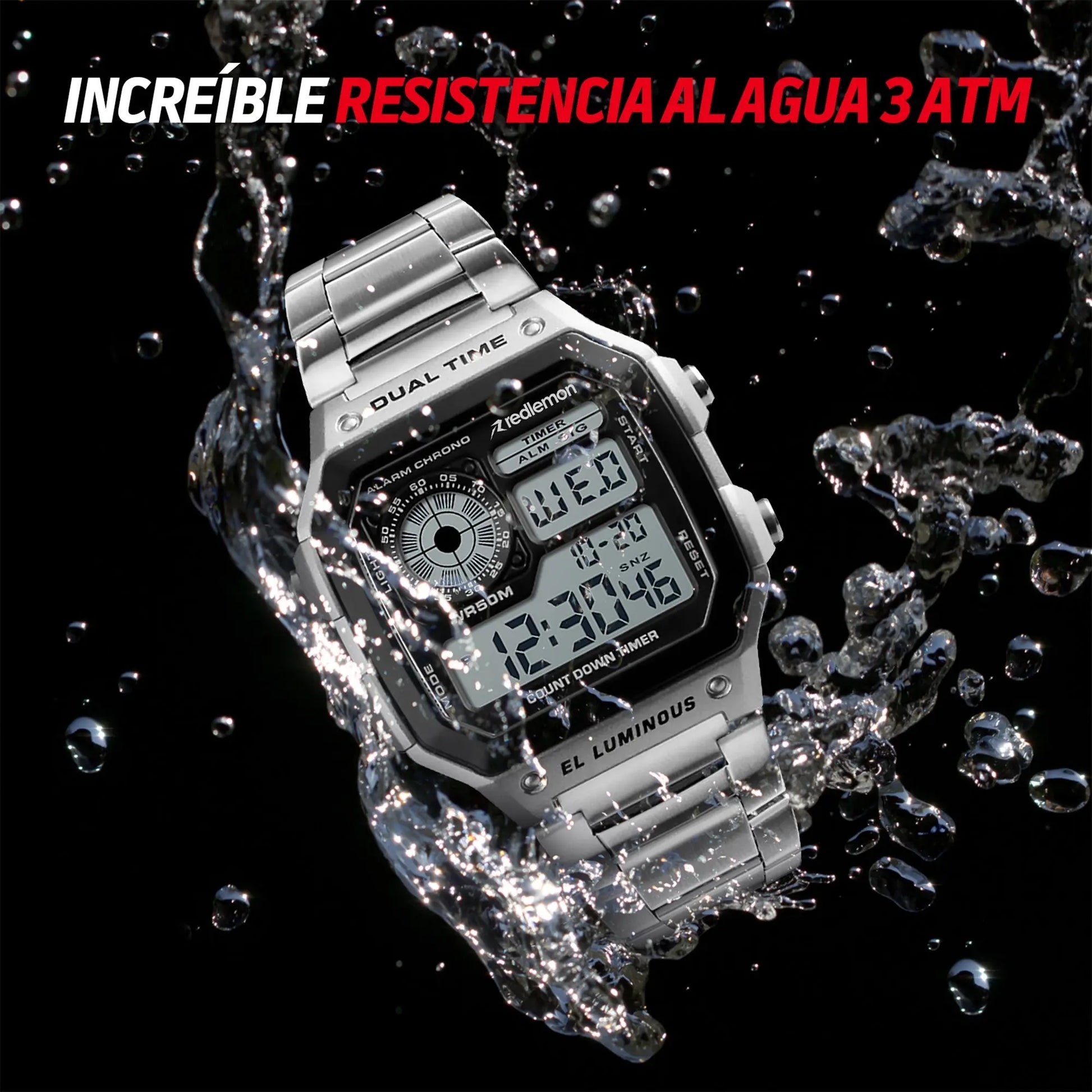 Reloj Digital Clásico con Correa de Metal Mod. 1335 Redlemon Technology México