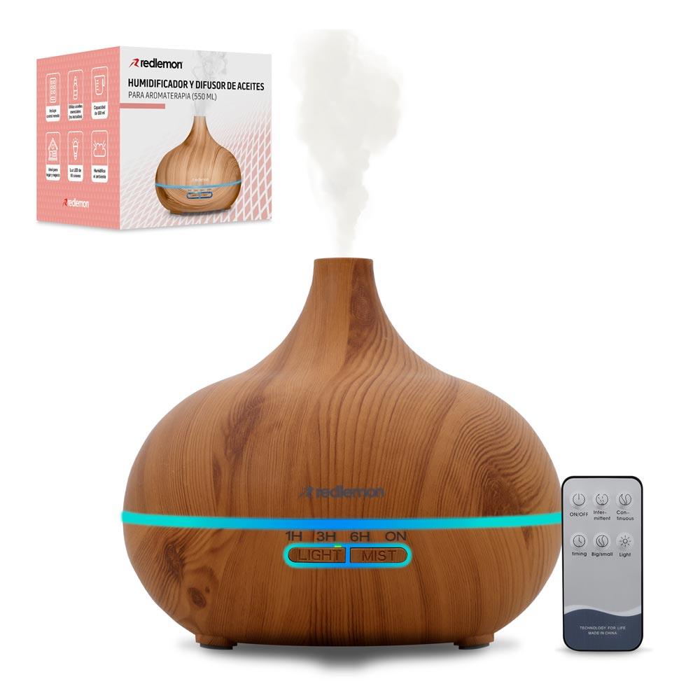 Humidificador y Difusor de Aceites Esenciales con Control Remoto (550ml) - Redlemon