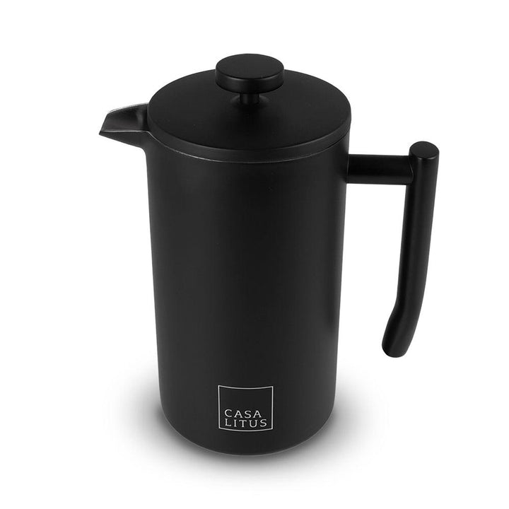 Prensa francesa de doble pared, de acero inoxidable, con acabado de espejo  (34 oz) 20% más resistente para café/té: Sistema multipantalla 100% sin