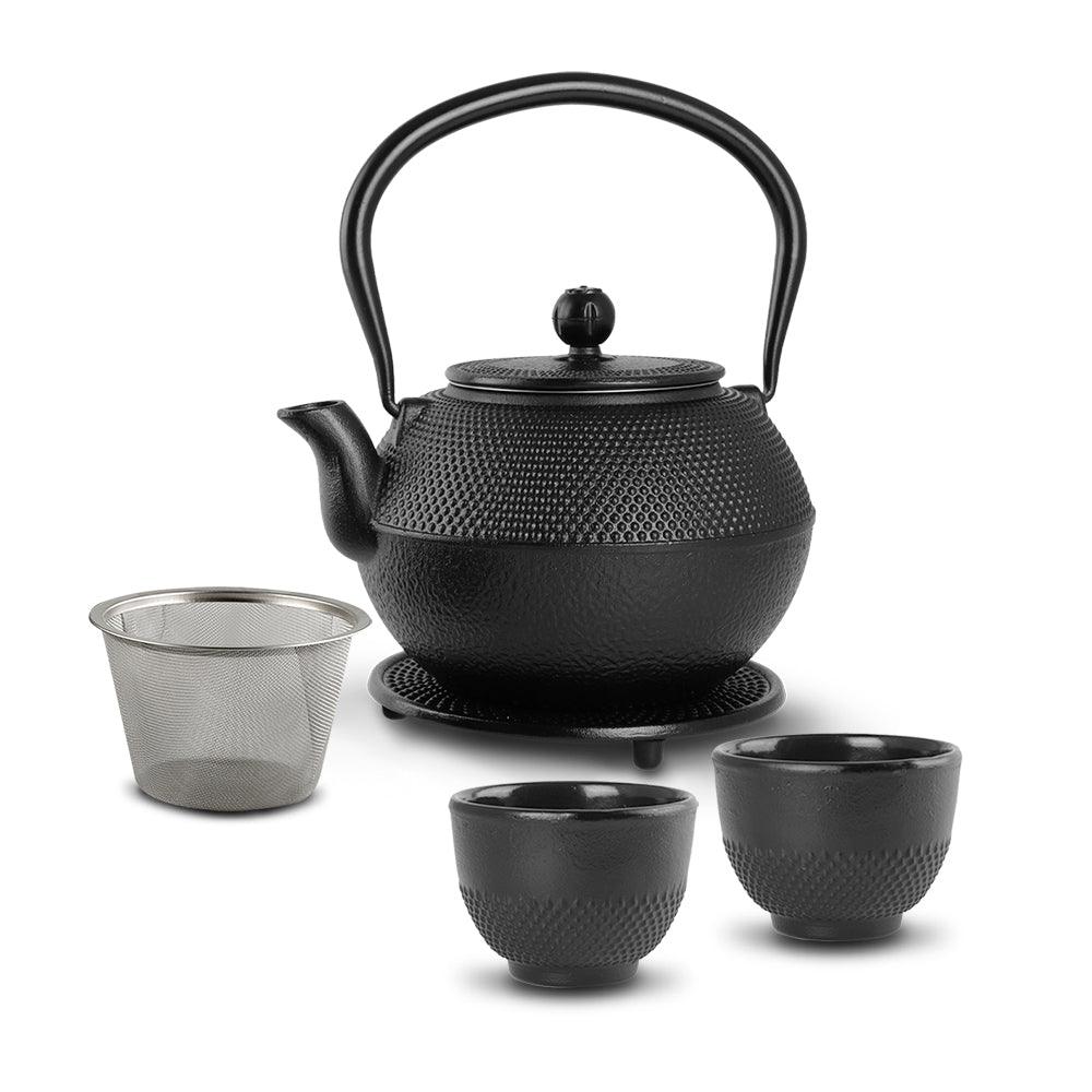 Tetera Japonesa de Hierro Fundido con Tazas, Infusor y Salvamanteles - Redlemon