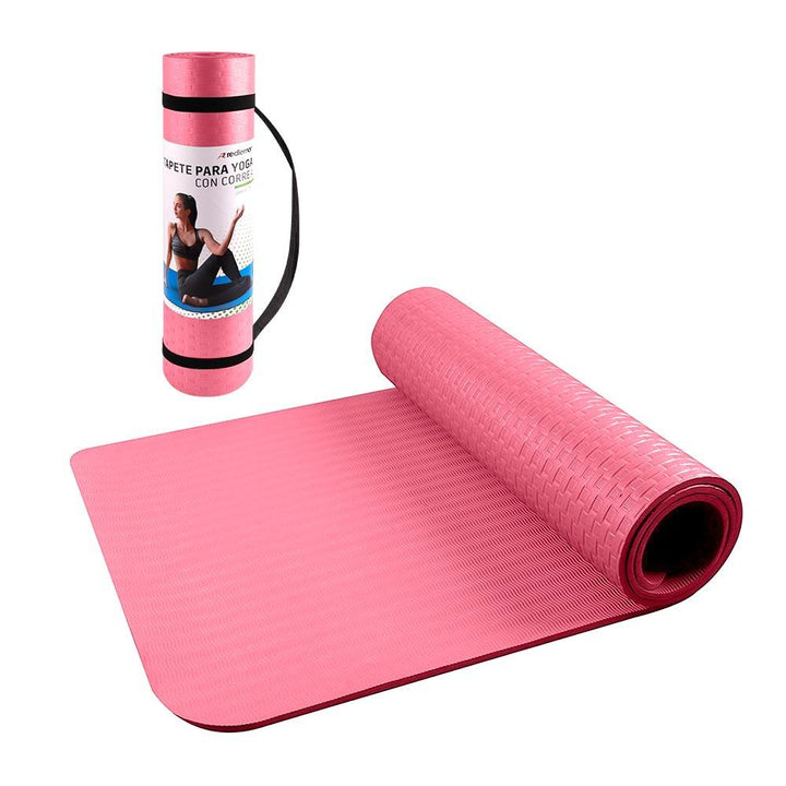 Tapete para Yoga Pilates con Correa para Transportar, 9mm, Ideal para Ejercicio - Redlemon