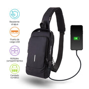 Mochila Antirrobo Mini Impermeable Crossbody con Puerto USB - Redlemon
