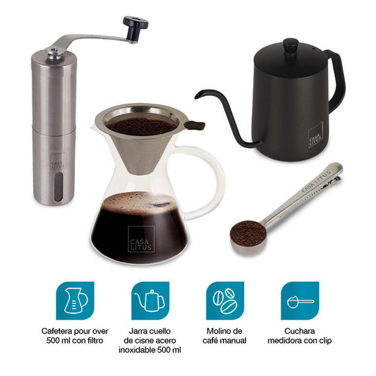 Caja Regalo para Café: Cafetera de Goteo, Jarra, Molino y Cuchara