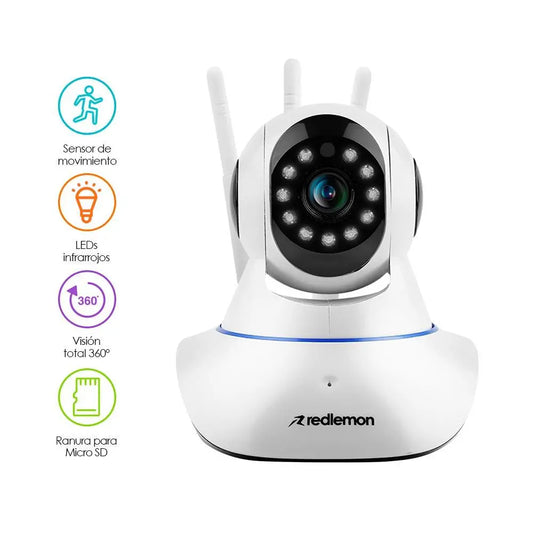Cámara de Seguridad WiFi HD 360° para Interiores - Redlemon