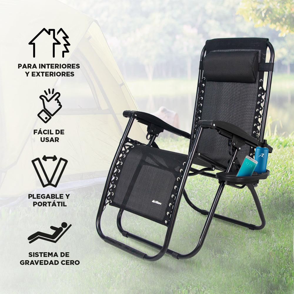 Silla Plegable Camastro Portátil Antigravity Silla para Exteriores Hikeo - Redlemon