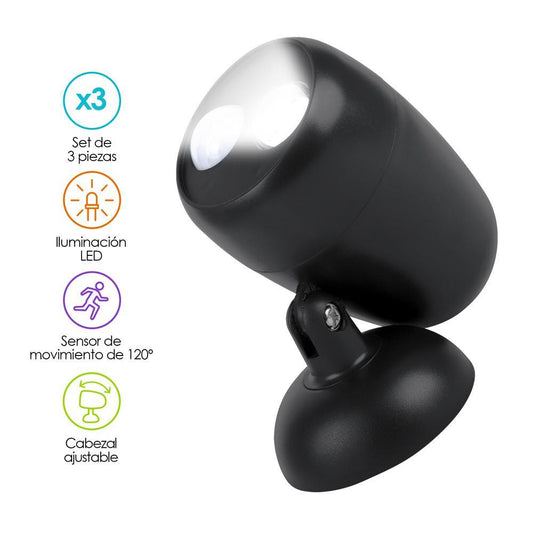 Luces LED con Sensor de Movimiento Cabezal Ajustable (3 pz) - Redlemon